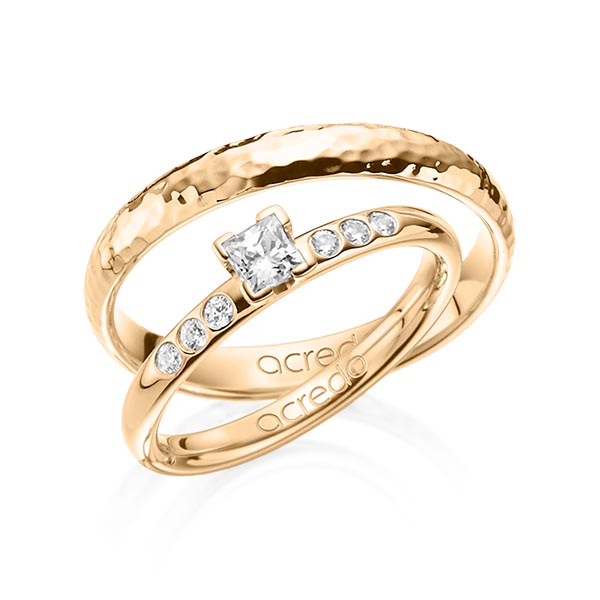 Set in roségoud 14 kt. met in totaal 0,32 ct. Princess-Diamant tw,vs tw/si van acredo - A-1362-4 Set in roségoud 14 kt. met in totaal 0,32 ct. Princess-Diamant tw,vs tw/si van acredo - A-1362-4