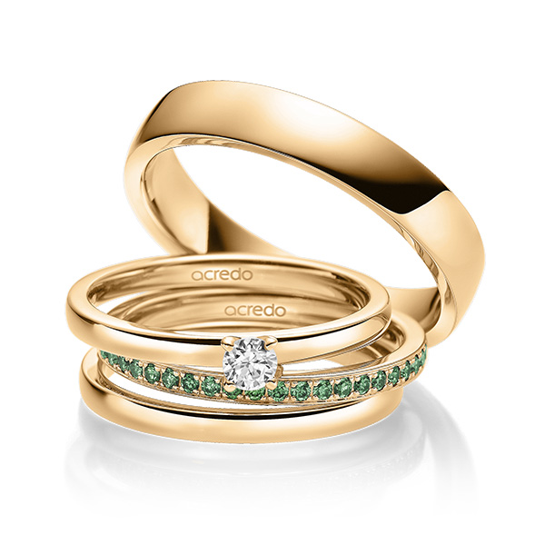 Set in roségoud 14 kt. met in totaal 0,41 ct. Briljant tw/si Apple Green van acredo