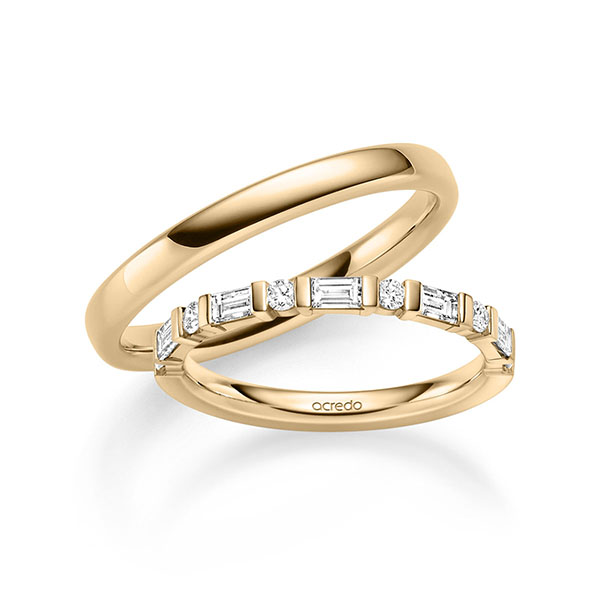 Set in roségoud 14 kt. met in totaal 0,58 ct. tw,vs van acredo
