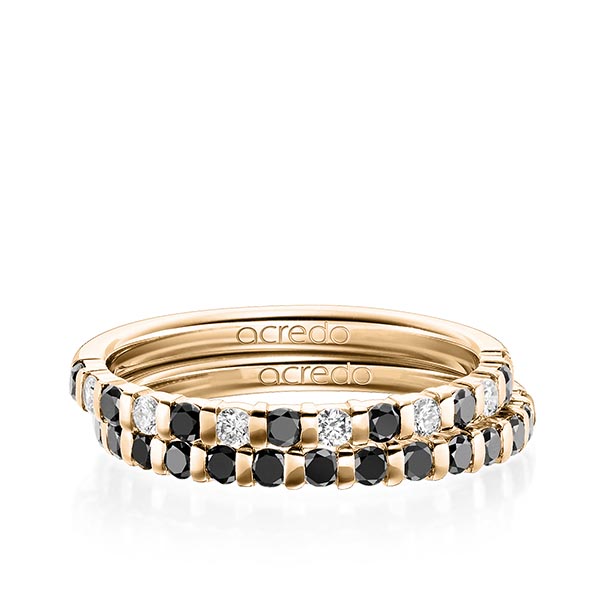 Set in roségoud 14 kt. met in totaal 0,81 ct. Briljant tw/si Zwart van acredo