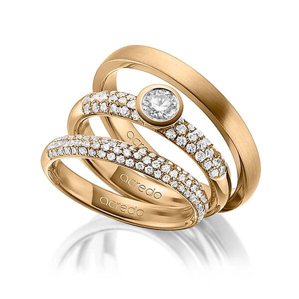Set in roségoud 14 kt. met in totaal 0,99 ct. Briljant & Briljanten tw/si tw,vs van acredo
