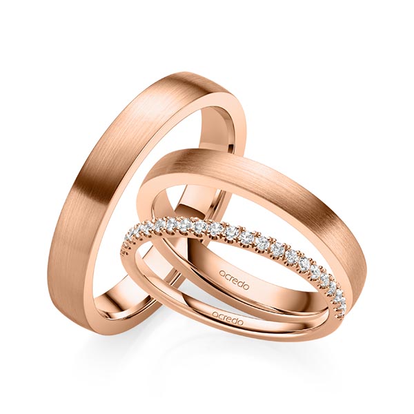 Set in Rotgold 585 halbausgefasst mit zus. 0,22 ct. Brillant tw, si von acredo