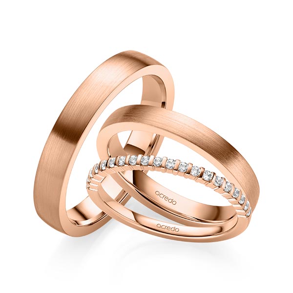 Set in Rotgold 585 halbausgefasst mit zus. 0,2 ct. Brillant tw, vs von acredo - A-2065-4 Set in Rotgold 585 halbausgefasst mit zus. 0,2 ct. Brillant tw, vs von acredo - A-2065-4