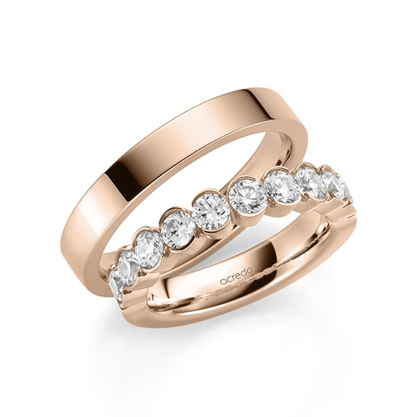 Set in Rotgold 585 halbausgefasst mit zus. 1,5 ct. Brillant tw, si von acredo - A-2119-11 Set in Rotgold 585 halbausgefasst mit zus. 1,5 ct. Brillant tw, si von acredo - A-2119-11