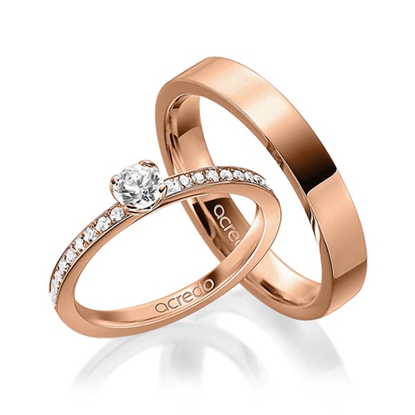 Set in Rotgold 585 mit 0,3 ct. + zus. 0,2 ct. Brillant tw, si von acredo - A-1596-4 Set in Rotgold 585 mit 0,3 ct. + zus. 0,2 ct. Brillant tw, si von acredo - A-1596-4