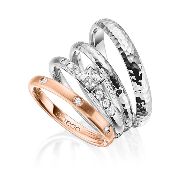 Set in Rotgold 585 mit 0,4 ct. + zus. 0,26 ct. Brillant & Prinzess-Diamant tw, si tw, vs von acredo