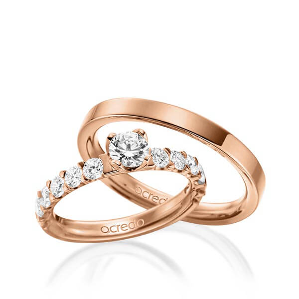 Set in Rotgold 585 mit 0,5 ct. + zus. 1,08 ct. Brillant tw, si von acredo - A-1562-3 Set in Rotgold 585 mit 0,5 ct. + zus. 1,08 ct. Brillant tw, si von acredo - A-1562-3