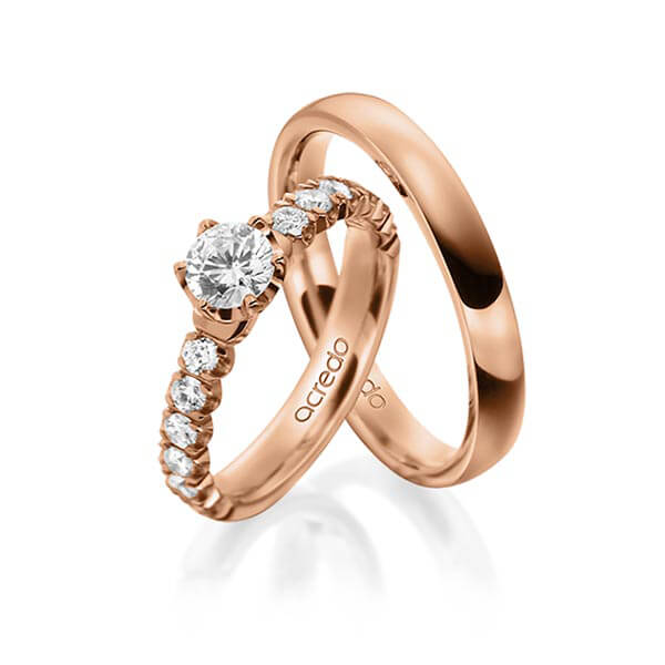 Set in Rotgold 585 mit 1 ct. + zus. 0,6 ct. tw, si von acredo - A-1564-3 Set in Rotgold 585 mit 1 ct. + zus. 0,6 ct. tw, si von acredo - A-1564-3