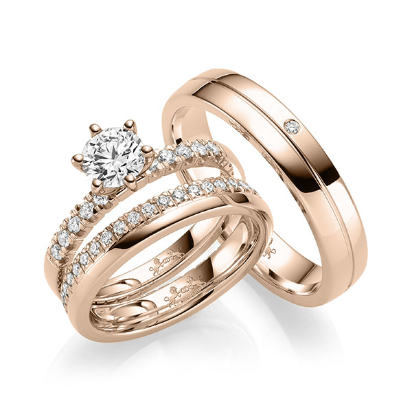 Set in Rotgold 585 vollausgefasst mit 0,7 ct. + zus. 0,64 ct. Brillant tw, si von Steinberg