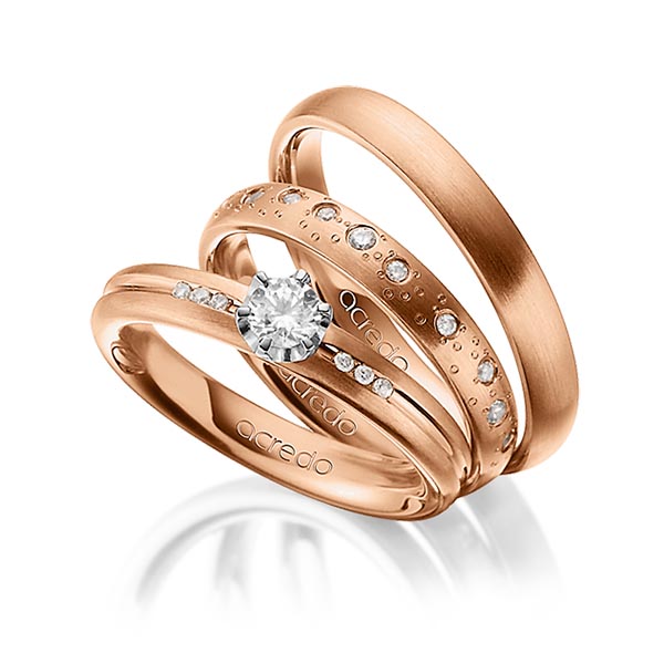 Set in Rotgold 750 mit zus. 0,519 ct. Brillant tw, si von acredo - A-1443-11 Set in Rotgold 750 mit zus. 0,519 ct. Brillant tw, si von acredo - A-1443-11
