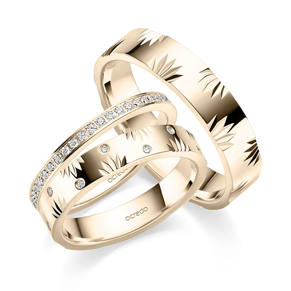 Set in Signature Gold 585 halbausgefasst mit zus. 0,268 ct. Brillant tw, si tw, vs von acredo