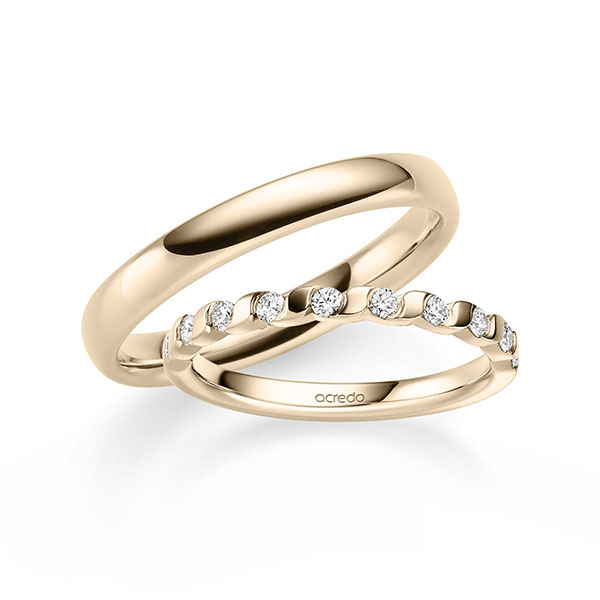 Set in Signature Gold 585 halbausgefasst mit zus. 0,3 ct. Brillant tw, si von acredo