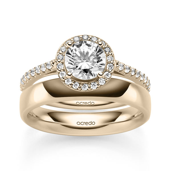 Set in Signature Gold 585 mit 1 ct. + zus. 0,306 ct. Brillant tw, si von acredo Set in Signature Gold 585 mit 1 ct. + zus. 0,306 ct. Brillant tw, si von acredo