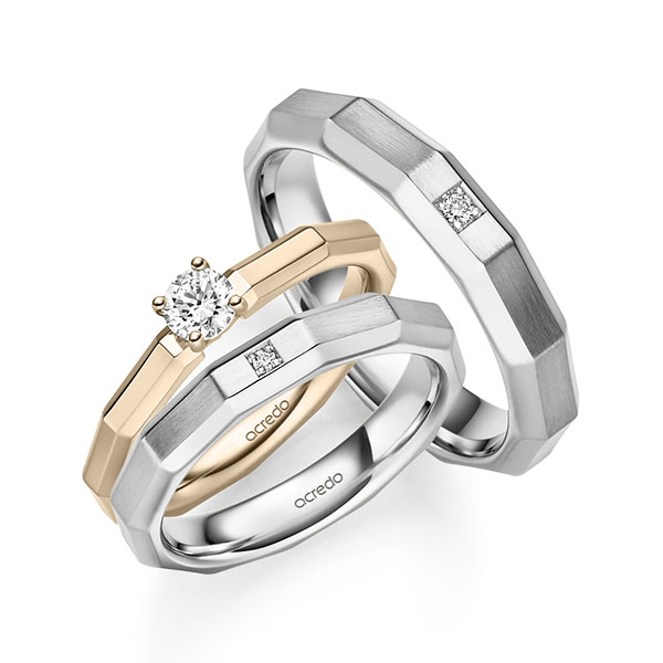 Set in Signature Gold 585 mit zus. 0,28 ct. Brillant tw, vs tw, si von acredo
