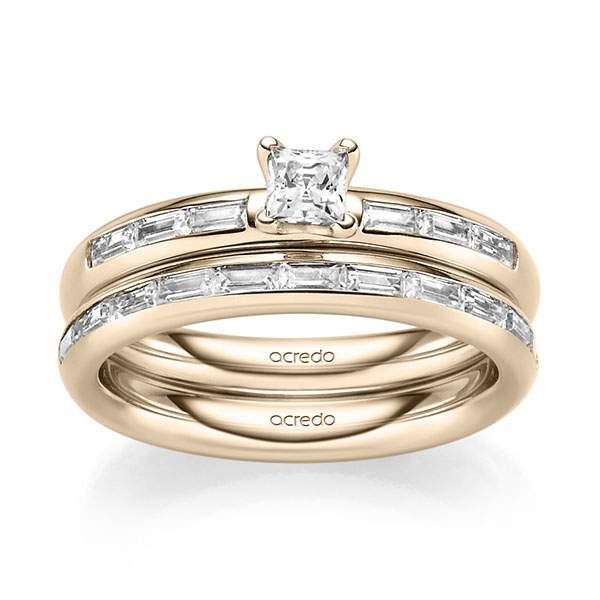 Set in Signature Goud 585 met 0,3 ct. + in totaal 0,85 ct. Briljant & Baguette-Diamant tw,vs van acredo