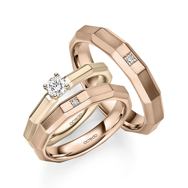 Set in Signature Goud 585 met in totaal 0,28 ct. Briljant tw,vs tw/si van acredo