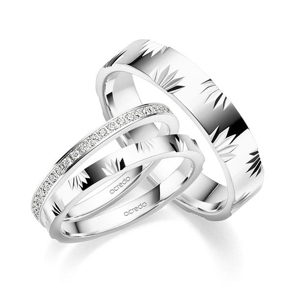 Set in Weißgold 585 halbausgefasst mit zus. 0,184 ct. Brillant tw, si von acredo