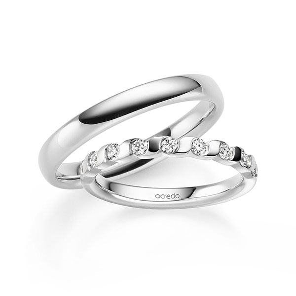 Set in Weißgold 585 halbausgefasst mit zus. 0,36 ct. Brillant tw, si von acredo