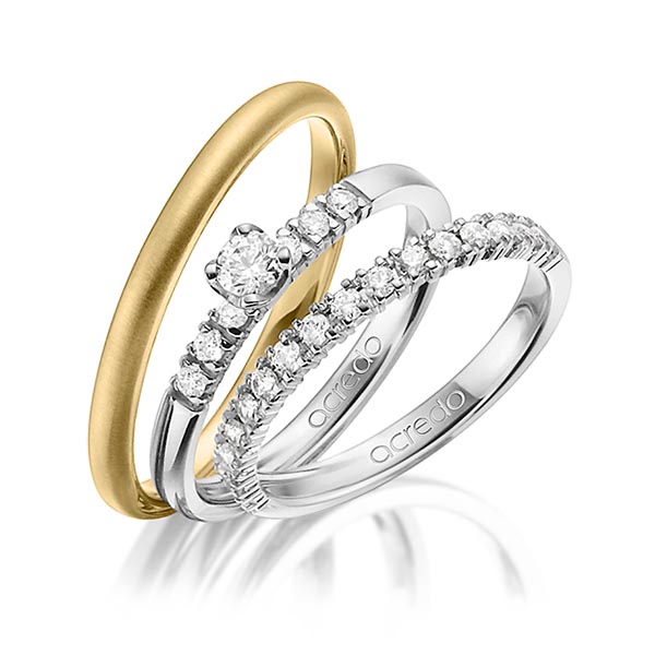 Set in Weißgold 585 halbausgefasst mit zus. 0,59 ct. Brillant tw, si von acredo