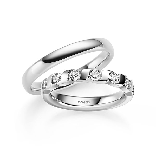 Set in Weissgold 585 halbausgefasst mit zus. 0,7 ct. Brillant tw, si von acredo