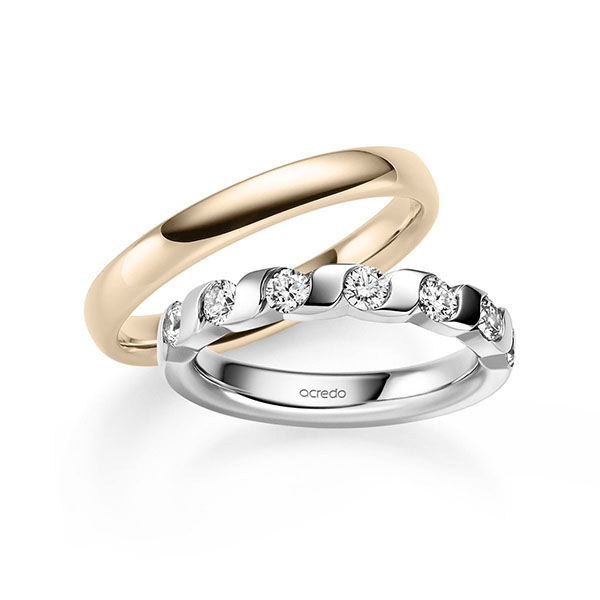 Set in Weissgold 585 halbausgefasst mit zus. 0,7 ct. Brillant tw, si von acredo