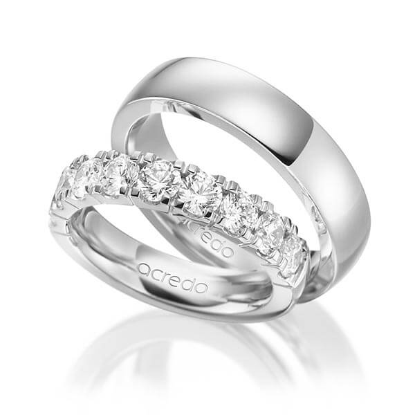 Set in Weißgold 585 halbausgefasst mit zus. 1,5 ct. Brillant tw, vs 