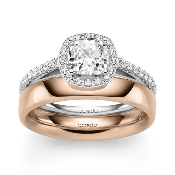 Set in Weißgold 585 mit 0,3 ct. + zus. 0,298 ct. Brillant tw, vs tw, si von acredo - A-2459-4