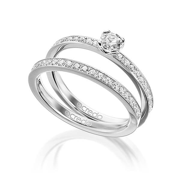 Set in Weissgold 585 mit 0,3 ct. + zus. 0,42 ct. Brillant tw, si von acredo - A-1600-1