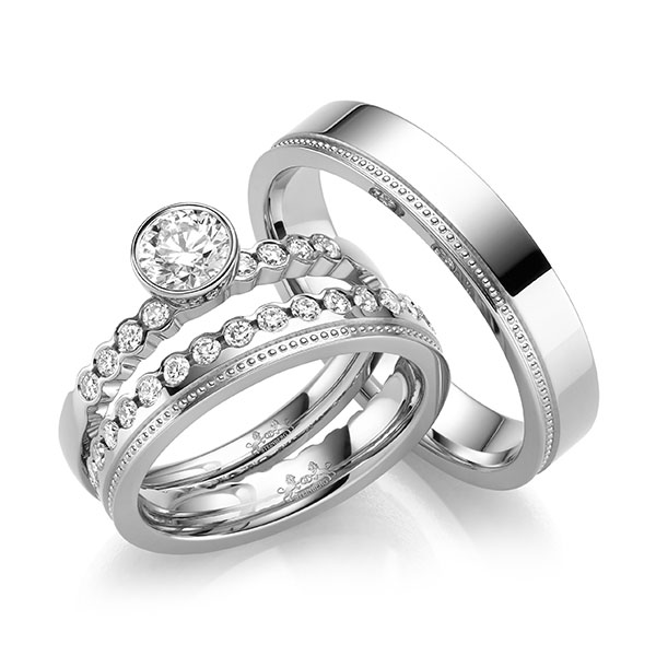 Set in Weissgold 585 mit 0,5 ct. + zus. 0,8 ct. Brillant tw, si von Steinberg