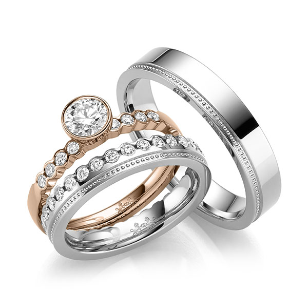 Set in Weissgold 585 mit 0,5 ct. + zus. 0,8 ct. Brillant tw, si von Steinberg