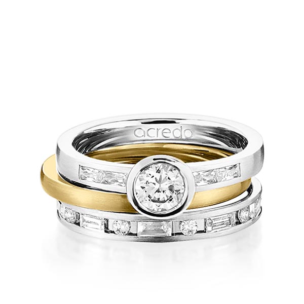 Set in Weissgold 585 mit 0,5 ct. + zus. 1,005 ct. Brillant & Baguette-Diamant tw, si tw, vs von acredo