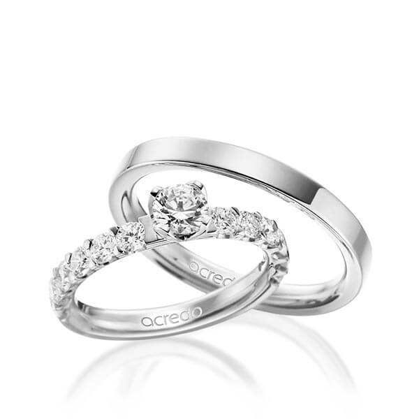 Set in Weißgold 585 mit 0,5 ct. + zus. 1,08 ct. Brillant tw, si von acredo - A-1562-2 Set in Weißgold 585 mit 0,5 ct. + zus. 1,08 ct. Brillant tw, si von acredo - A-1562-2