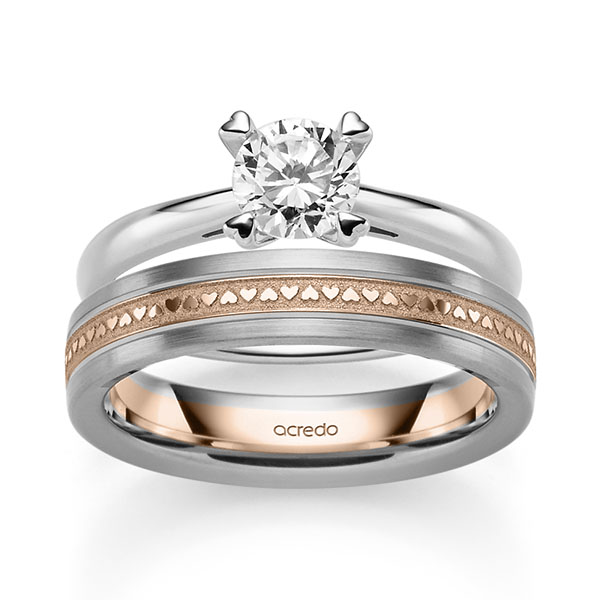 Set in Weißgold 585 mit 0,7 ct. + zus. 0,01 ct. Brillant tw, si von acredo