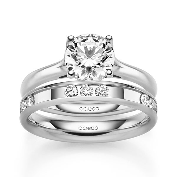 Set in Weißgold 585 mit 1,5 ct. + zus. 0,6 ct. Brillant tw, si von acredo