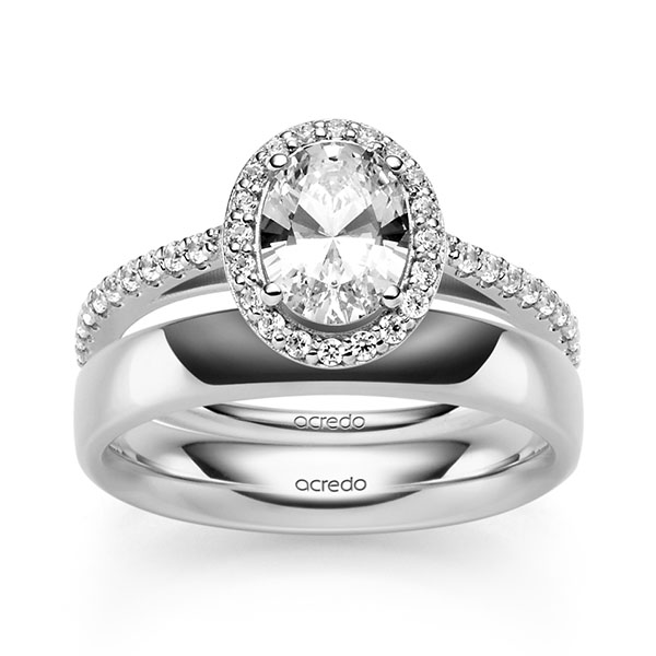 Set in Weißgold 585 mit 1 ct. + zus. 0,34 ct. tw, vs tw, si von acredo