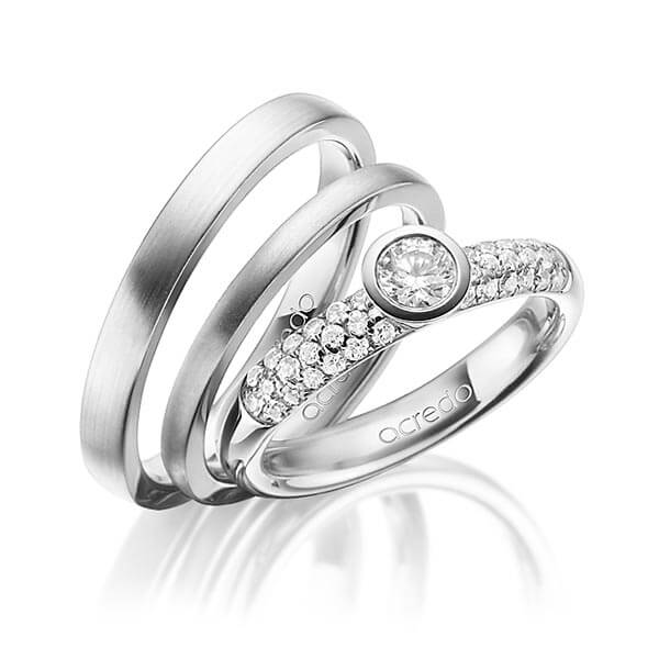 Set in Weißgold 585 mit zus. 0,61 ct. Brillant tw, vs tw, si von acredo