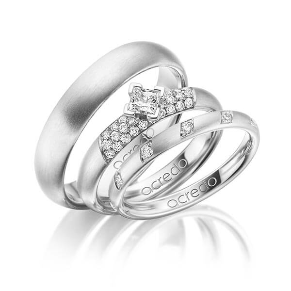 Set in Weißgold 585 mit zus. 0,74 ct. Brillant & Prinzess-Diamant tw, si von acredo