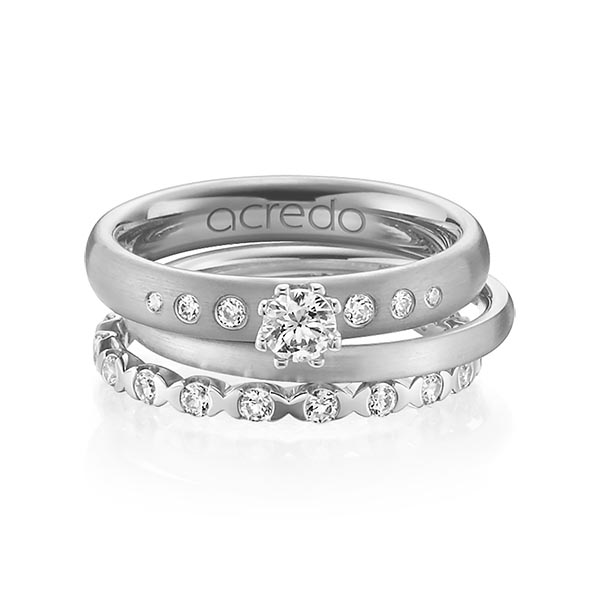 Set in Weißgold 585 mit zus. 0,916 ct. Brillant tw, si tw, vs von acredo - A-1231-2