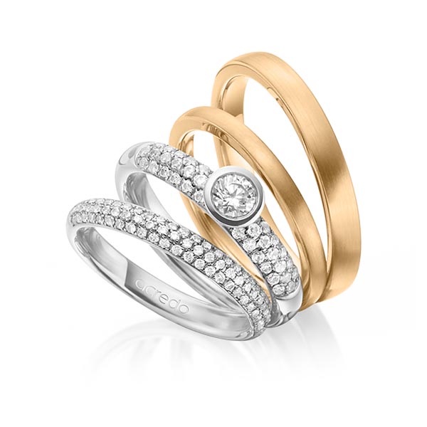 Set in Weißgold 585 mit zus. 0,99 ct. Brillant tw, si tw, vs von acredo