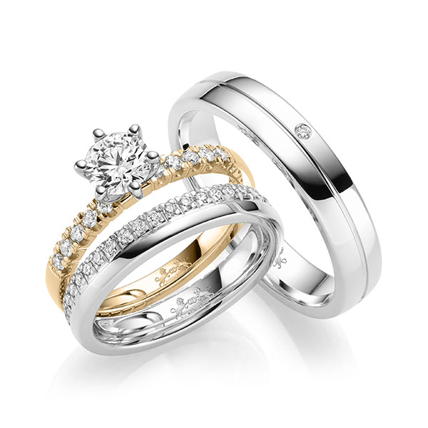 Set in Weissgold 585 vollausgefasst mit 0,7 ct. + zus. 0,64 ct. Brillant tw, si von Steinberg