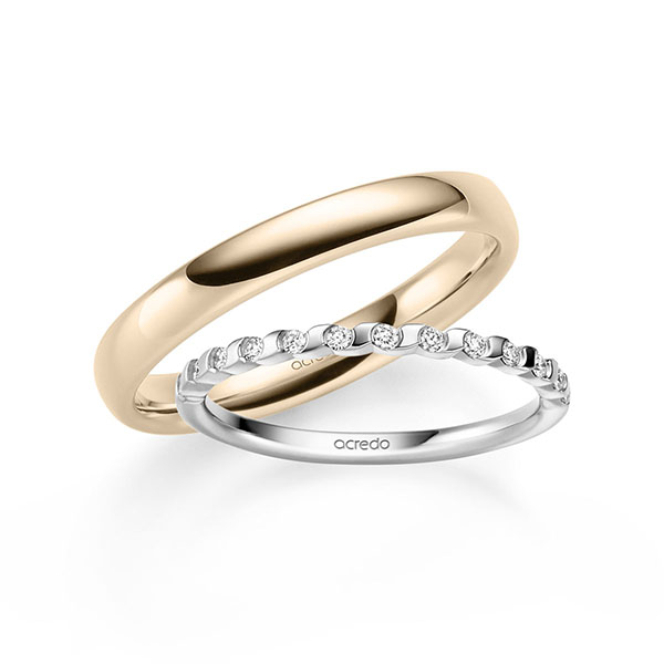 Set in witgoud 14 kt. half gezet met in totaal 0,13 ct. Briljant tw/si van acredo
