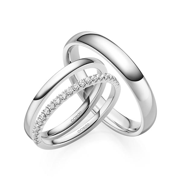 Set in witgoud 14 kt. half gezet met in totaal 0,21 ct. Briljant tw,vs van acredo - A-2076-1 Set in witgoud 14 kt. half gezet met in totaal 0,21 ct. Briljant tw,vs van acredo - A-2076-1