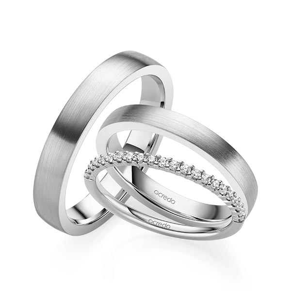 Set in witgoud 14 kt. half gezet met in totaal 0,21 ct. Briljant tw/si van acredo - A-2069-4 Set in witgoud 14 kt. half gezet met in totaal 0,21 ct. Briljant tw/si van acredo - A-2069-4