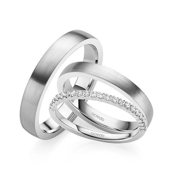 Set in witgoud 14 kt. half gezet met in totaal 0,22 ct. Briljant tw,vs van acredo - A-2066-1 Set in witgoud 14 kt. half gezet met in totaal 0,22 ct. Briljant tw,vs van acredo - A-2066-1