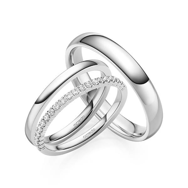 Set in witgoud 14 kt. half gezet met in totaal 0,22 ct. Briljant tw,vs van acredo - A-2075-1 Set in witgoud 14 kt. half gezet met in totaal 0,22 ct. Briljant tw,vs van acredo - A-2075-1