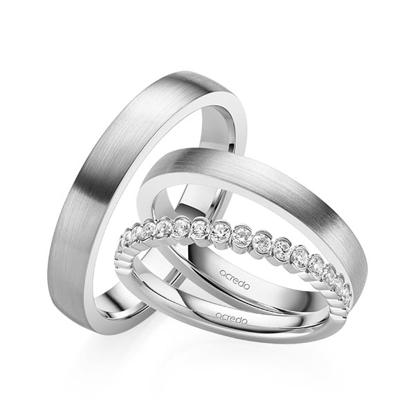 Set in witgoud 14 kt. half gezet met in totaal 0,38 ct. Briljant tw/si van acredo - A-2073-1 Set in witgoud 14 kt. half gezet met in totaal 0,38 ct. Briljant tw/si van acredo - A-2073-1
