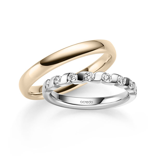 Set in witgoud 14 kt. half gezet met in totaal 0,4 ct. Briljant tw/si van acredo