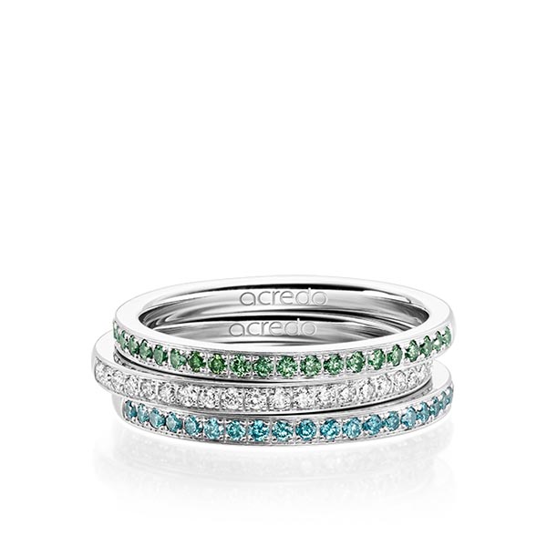 Set in witgoud 14 kt. half gezet met in totaal 0,63 ct. Briljant Apple Green tw/si skyblue van acredo - A-1662-1
