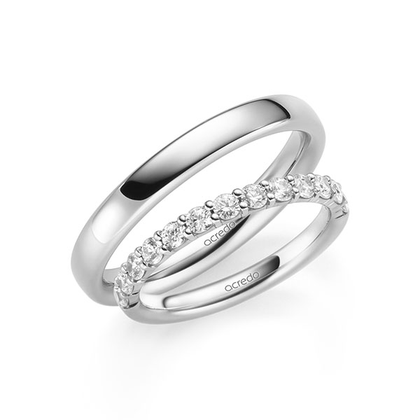 Set in witgoud 14 kt. half gezet met in totaal 0,6 ct. Briljant tw/si van acredo - A-2114-5 Set in witgoud 14 kt. half gezet met in totaal 0,6 ct. Briljant tw/si van acredo - A-2114-5