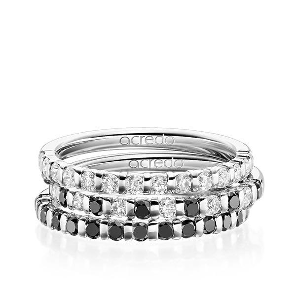 Set in witgoud 14 kt. half gezet met in totaal 1,2 ct. Briljant tw,vs tw/si Zwart van acredo - A-1983-1 Set in witgoud 14 kt. half gezet met in totaal 1,2 ct. Briljant tw,vs tw/si Zwart van acredo - A-1983-1